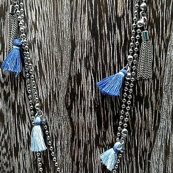 LOFT Long Tassel Necklace Silver Ball Chain 36 inches NWOT - Picture 2 of 16